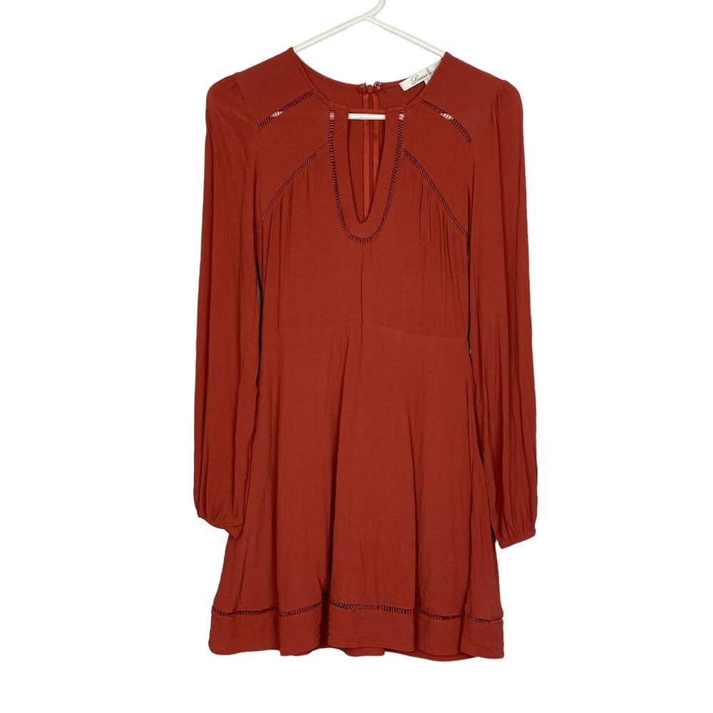 Lovers + Friends New Rust Red Orange Ladder Lace A-Line Dress Size Small
